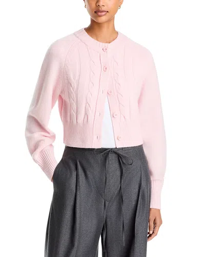 Toccin Rita Wool & Cashmere Cable Knit Cropped Cardigan In Pink