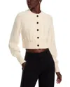 Toccin Rita Cropped Wool And Cashmere Cable-knit Cardigan In Ivory