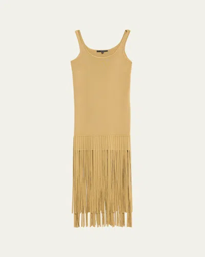 Toccin Roxanne Scoop-neck Mini Dress With Fringe In Brown