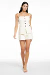 Toccin Roxy Square Neck Button-front Cutaway Vest In White