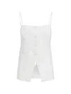 Toccin Roxy Square Neck Button-front Vest In White