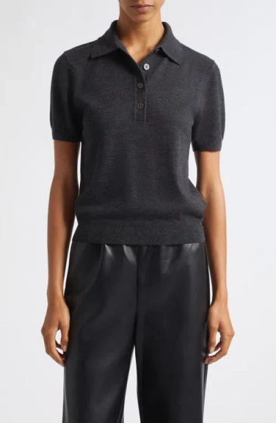 Toccin Rue Wool Short Sleeve Polo In Black