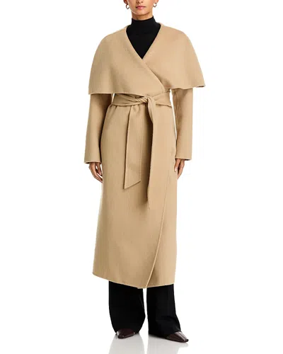 Toccin Rya Exaggerated Cape Wool Blend Wrap Coat In Yellow