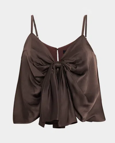 Toccin Sabrina Knotted Satin Cami In Brown