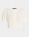 Toccin Samantha Crochet Cropped Cardigan In Optic