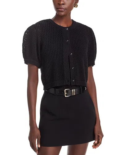 Toccin Samantha Crochet Cropped Cardigan Sweater In Jet