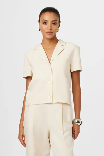 Toccin Sammie Linen Boxy Shirt In Brown