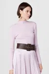 Toccin Sasha 3" Wide Vegan Leather Belt In Brown