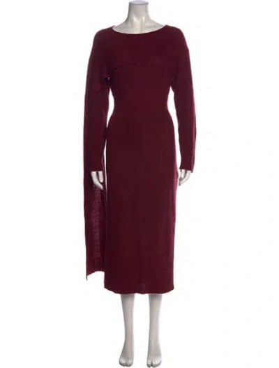 Pre-owned Toccin Scoop Neck Midi Length Dress In Burgundy
