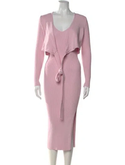 Pre-owned Toccin Scoop Neck Midi Length Dress In Pink