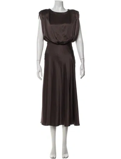 Pre-owned Toccin Scoop Neck Midi Length Dress W/ Tags In Brown