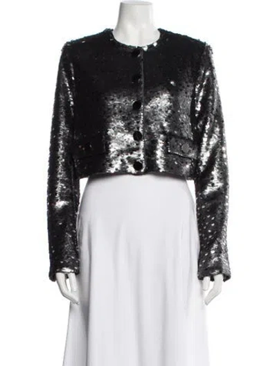 Pre-owned Toccin Sequin Patterned Evening Jacket W/ Tags In Silver