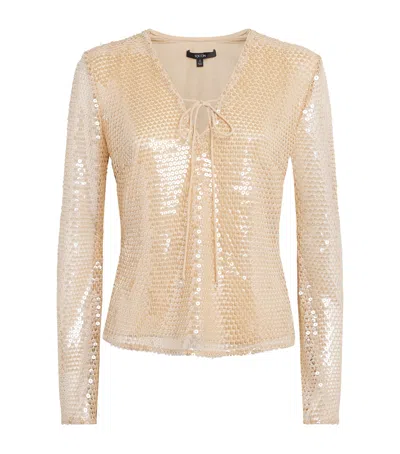 Toccin Sequinned Zuri Blouse In Beige