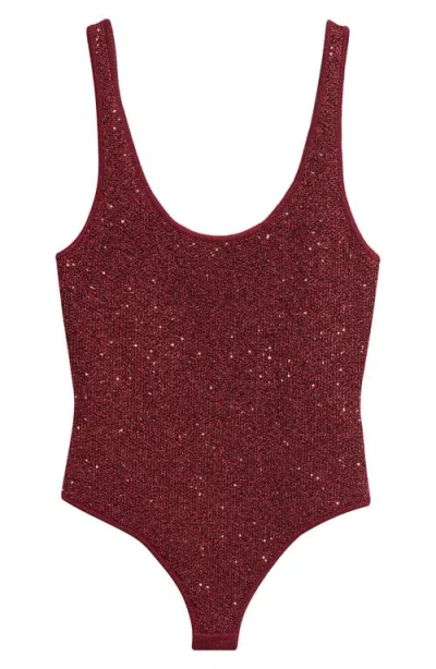 Toccin Sheila Scoop Neck Sequin Bodysuit In Brown