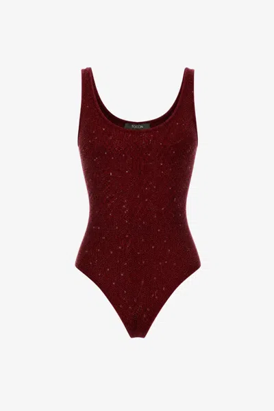Toccin Sheila Scoop Neck Thong Bodysuit In Onyx