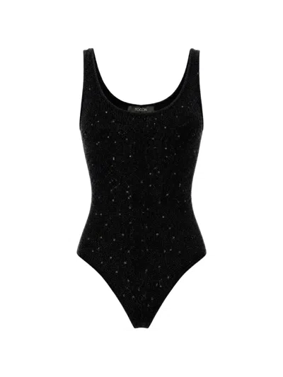 Toccin Sheila Scoop Neck Thong Bodysuit In Black