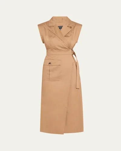 Toccin Silvia Safari Wrap Midi Dress In Latte