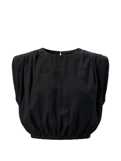 Toccin Sirelle Padded-shoulder Blouse In Black