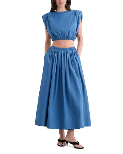 Toccin Sirelle Padded-shoulder Cropped Blouse In Blue