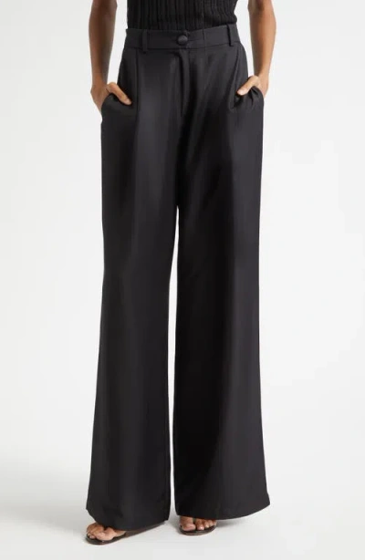 Toccin Solara Pleat Front Wide Leg Pants In Black