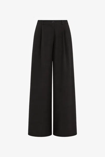 Toccin Solara Pleated Wide Leg Trouser In Black