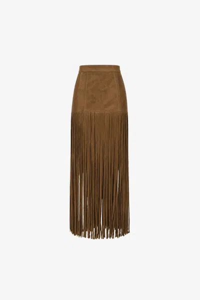 Toccin Soren Mini Skirt With Fringe In Cedar