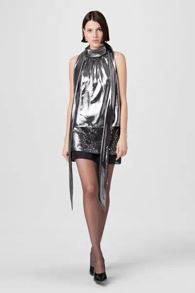 Toccin Spencer Metallic Organza Mini Skirt In Black
