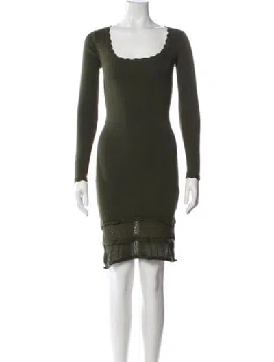 Pre-owned Toccin Square Neckline Knee-length Dress In Green