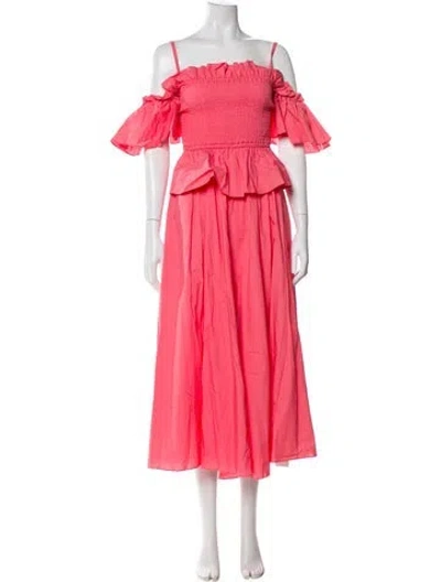 Pre-owned Toccin Square Neckline Long Dress In Pink
