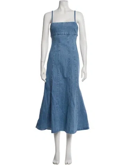 Pre-owned Toccin Square Neckline Long Dress W/ Tags In Blue