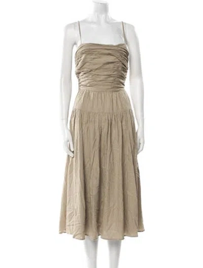 Pre-owned Toccin Square Neckline Midi Length Dress In Neutral