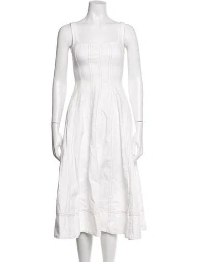 Pre-owned Toccin Square Neckline Midi Length Dress In Pink/white