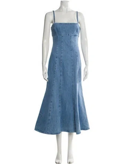 Pre-owned Toccin Square Neckline Midi Length Dress W/ Tags In Blue