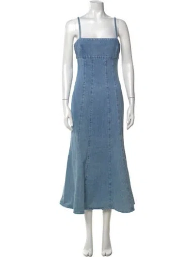 Pre-owned Toccin Square Neckline Midi Length Dress W/ Tags In Blue