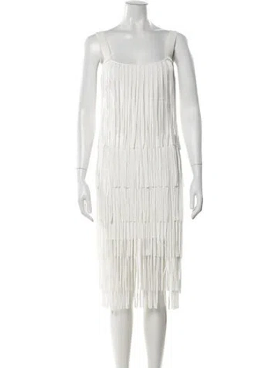 Pre-owned Toccin Square Neckline Midi Length Dress In White