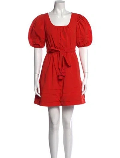 Pre-owned Toccin Square Neckline Mini Dress In Orange
