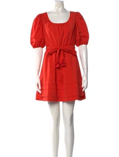 Pre-owned Toccin Square Neckline Mini Dress In Orange
