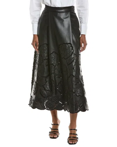 Toccin Stacy Lace Midi Skirt In Black