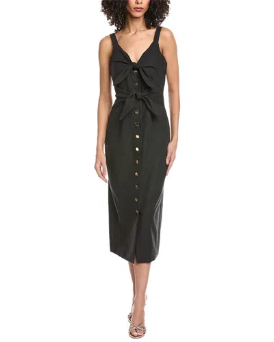Toccin Steffie Double Tie Front Midi Dress In Black
