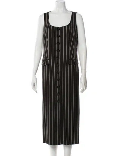 Pre-owned Toccin Striped Midi Length Dress In Black