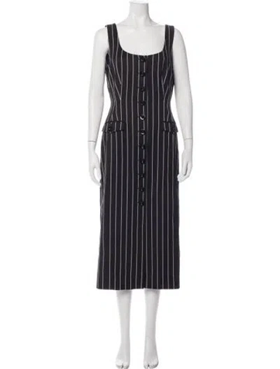 Pre-owned Toccin Striped Midi Length Dress In Black/blue