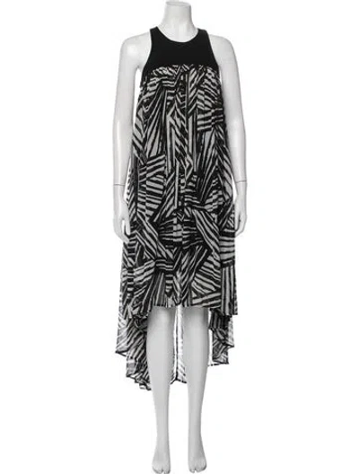 Pre-owned Toccin Striped Midi Length Dress In Black/white
