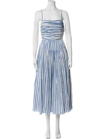 Pre-owned Toccin Striped Midi Length Dress In Blue
