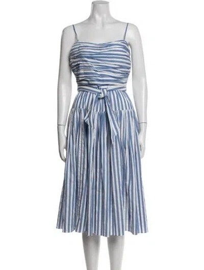 Pre-owned Toccin Striped Midi Length Dress In Blue