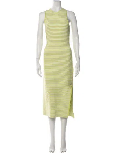 Pre-owned Toccin Striped Midi Length Dress In Green/yellow