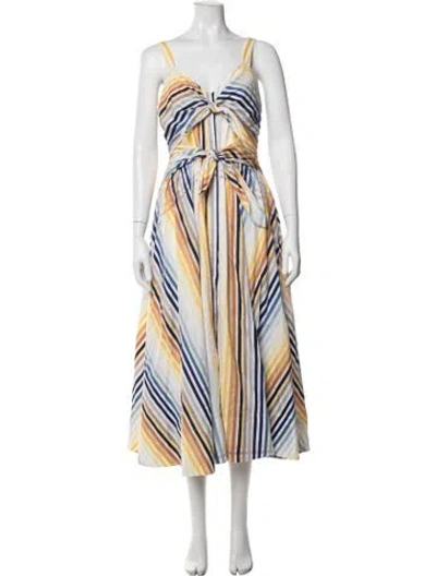 Pre-owned Toccin Striped Midi Length Dress In Multicolor