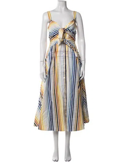Pre-owned Toccin Striped Midi Length Dress In Multicolor