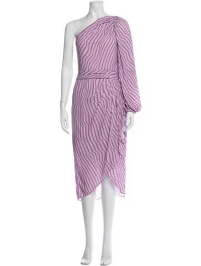 Pre-owned Toccin Striped Midi Length Dress In Purple
