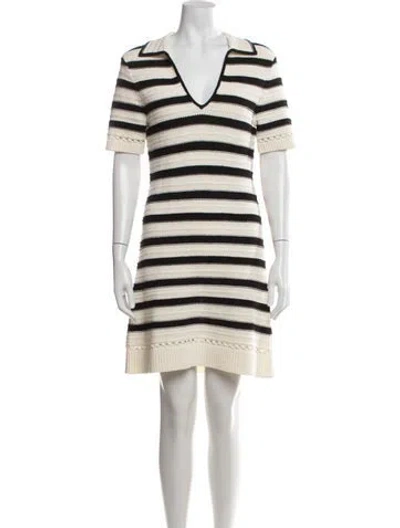 Pre-owned Toccin Striped Mini Dress In White