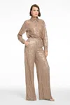 Toccin Suri Sequin Wide Leg Pants In Nude